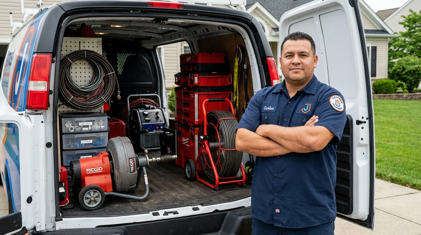 Professional drain cleaning equipment and Johns Plumbing LLC plumber in West Chicago