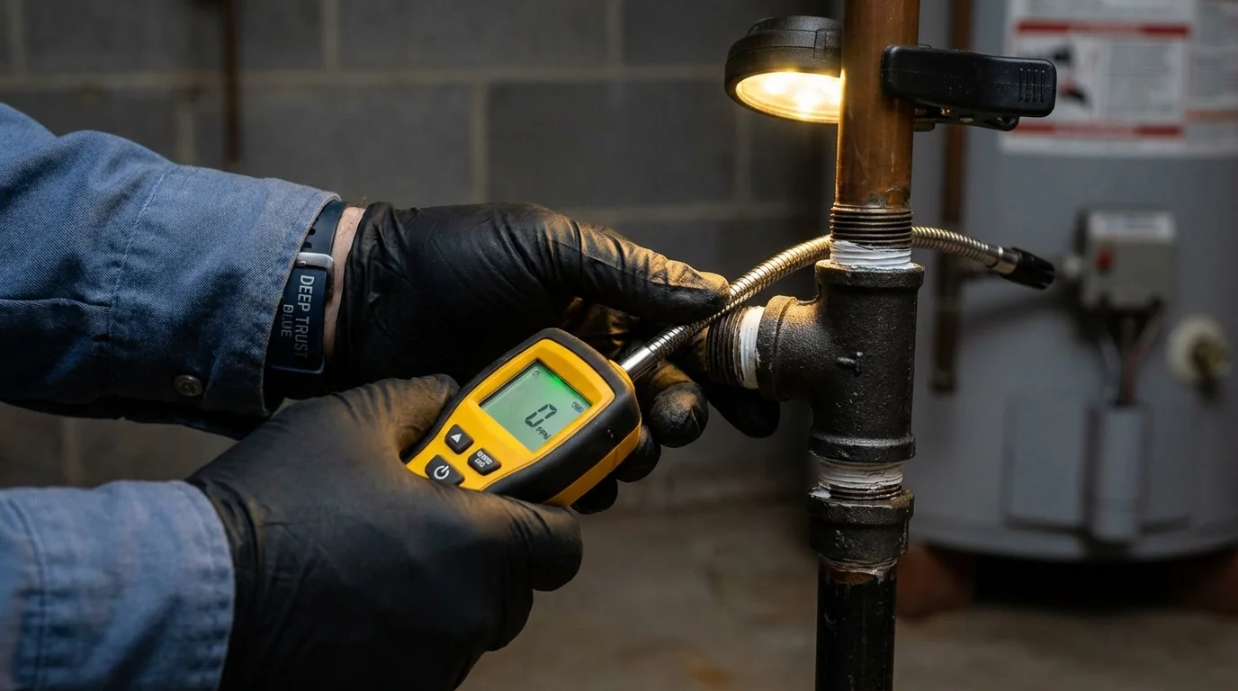 Gas leak detection with electronic sniffer by Johns Plumbing LLC in West Chicago