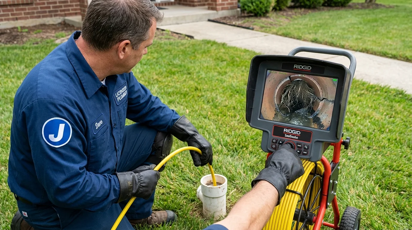 Sewer camera inspection being performed by Johns Plumbing LLC in West Chicago