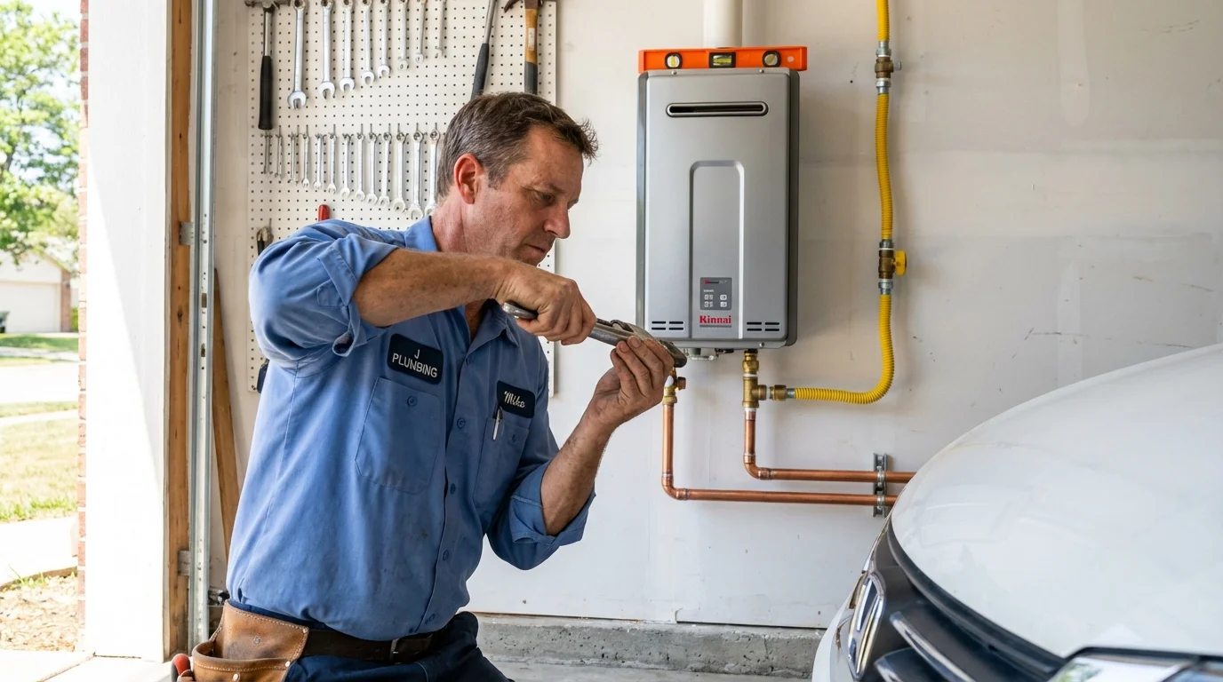 Tankless water heater installation by a Johns Plumbing LLC plumber in West Chicago